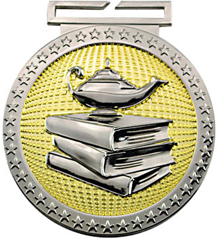 Lamp of Knowledge Dual Plated Diecast Medal