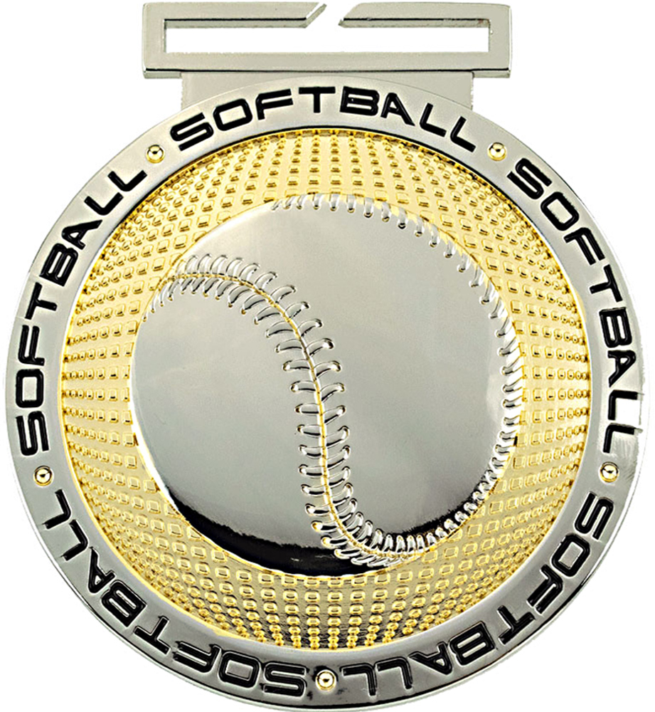 Softball Dual Plated Diecast Medal