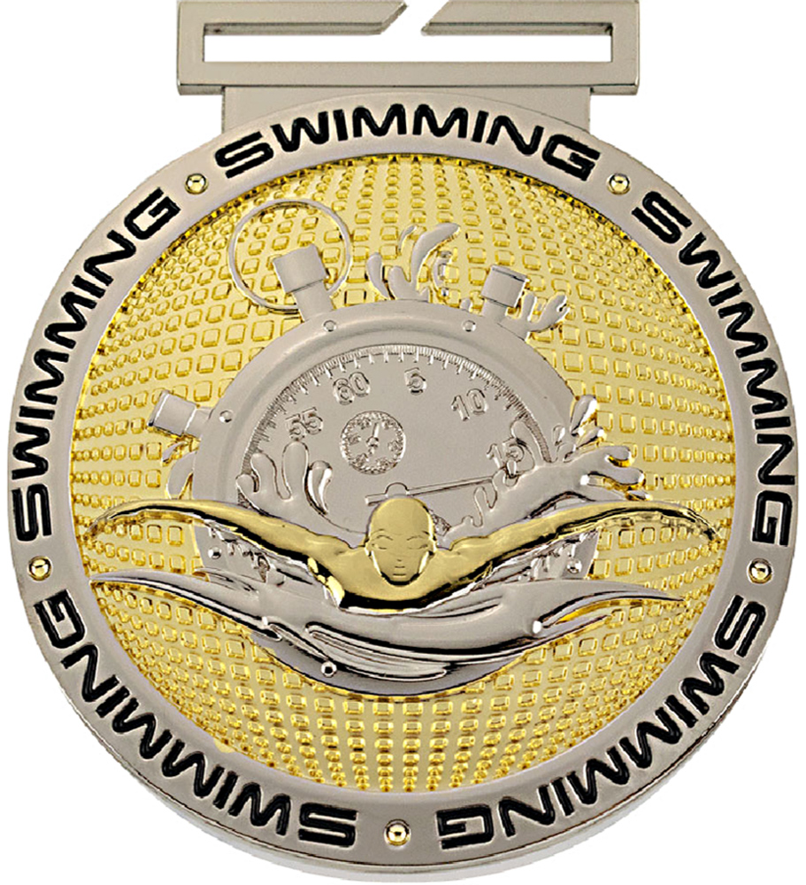 Swimming Dual Plated Diecast Medal