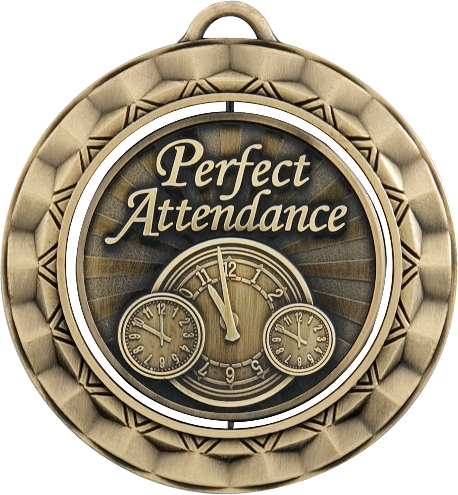 Perfect Attendance Spinning Medal