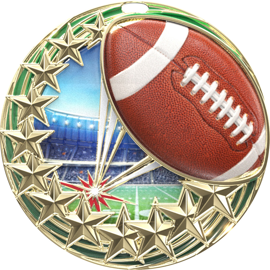 Football Blasting Stars Medal - 2.25 inch