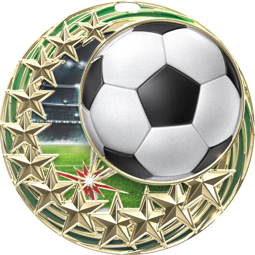 Soccer Blasting Stars Medal - 2.25 inch