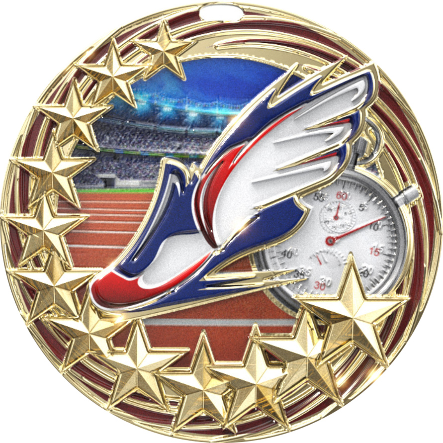 Track Blasting Stars Medal - 2.25 inch