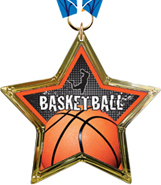 Basketball Star-Shaped Insert Medal
