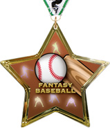 Fantasy Baseball Star-Shaped Insert Medal