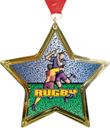 Rugby Star-Shaped Insert Medal
