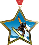 Snowboarding Star-Shaped Insert Medal