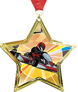 Go Karting Star-Shaped Insert Medal