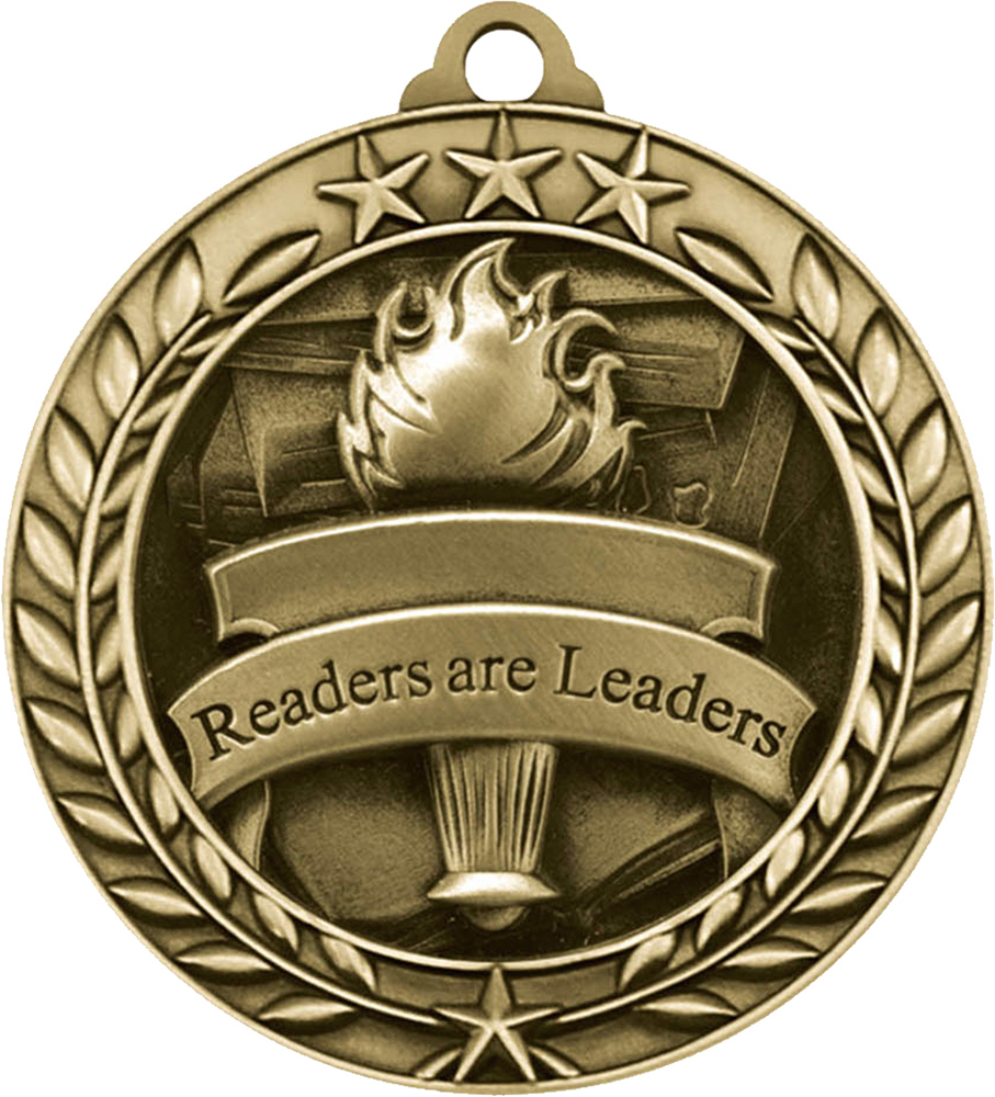 Readers are Leaders 1.75 inch Dimensional Medal