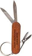 3 Function Pocket Knife Keychain- Wood