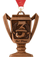 3rd Place Antique Bronze Trophy Cup Medal