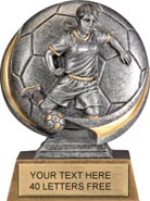 Soccer Round 3D Sport Resin Trophy - Female