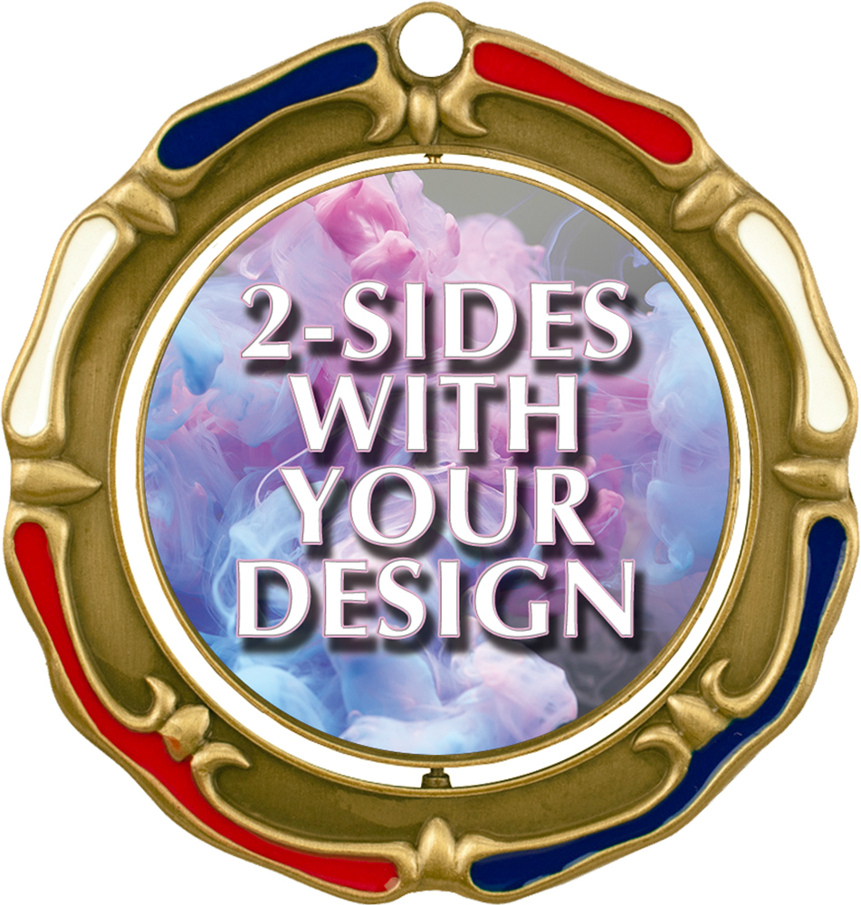 Custom Spinning RWB Frame Two-Sided Insert Medals