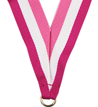 7/8 x 30 in. Bright Pink White & Light Pink Neck Ribbon