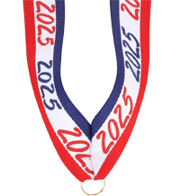 7/8 x 30 in. 2025 Red White & Blue Neck Ribbon