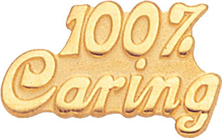 100% Caring Gold Pin