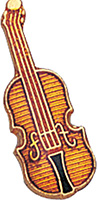 Violin Enameled Gold Pin