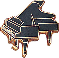 Piano Enameled Gold Pin