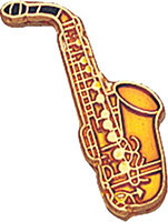 Saxophone Enameled Gold Pin