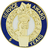 5 Years Service Award Enameled Round Pin