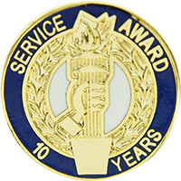10 Years Service Award Enameled Round Pin