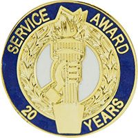 20 Years Service Award Enameled Round Pin
