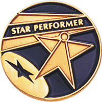 Star Performer Enameled Round Pin