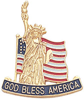 God Bless America Statue of Liberty Flag Pin