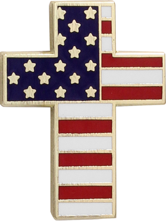 American Flag Cross Enameled Pin