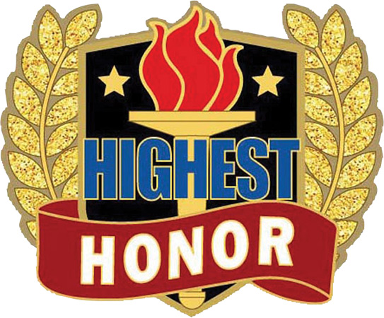 Wreath & Torch Scholastic Enamel Pin- Highest Honor