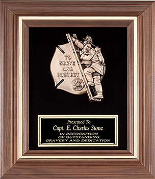 Tribute Plaque with Fireman on Ladder Casting
