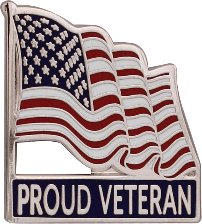 Proud to be a Veteran American Flag Pin- Silver