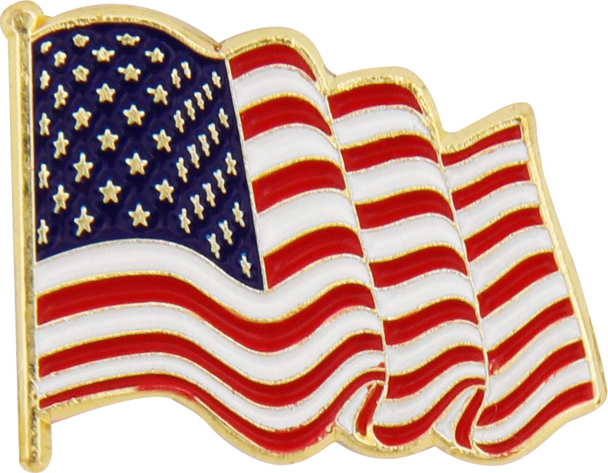 American Flag Angled Cross Enameled Pin