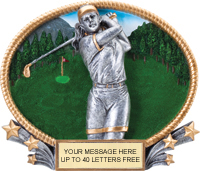 Golf 3D Full Color Oval Resin Trophy- Female