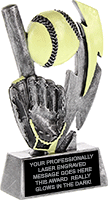 Softball Glow Lightning Resin Trophy