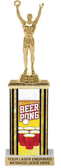Glow in the Dark Beer Pong Rectangle Column Trophy - 10 inch