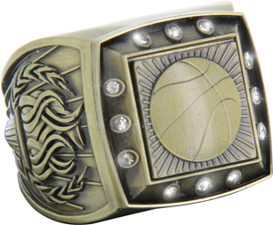 Championship Ring with Activity Insert- Basketball Gold
