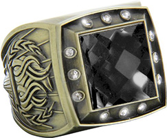 Championship Ring with Black Center Stone- Gold