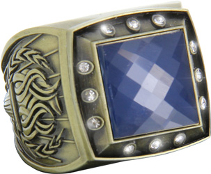 Championship Ring with Blue Center Stone- Gold