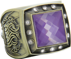 Championship Ring with Purple Center Stone- Gold
