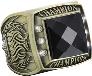 Championship Ring with Black Center Stone- Gold