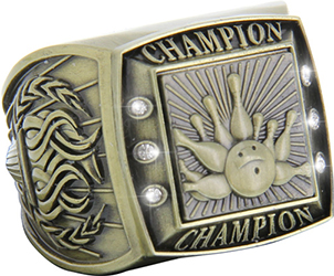 Championship Ring with Activity Insert- Bowling Gold