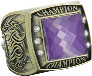 Championship Ring with Purple Center Stone- Gold