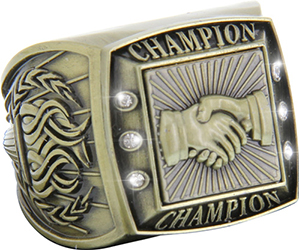 Championship Ring with Activity Insert- Handshake Gold