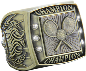 Championship Ring with Activity Insert- Tennis Gold