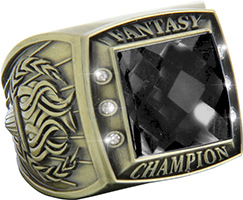 Fantasy Championship Ring with Black Center Stone- Gold