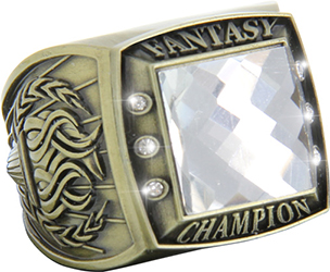 Fantasy Championship Ring with Clear Center Stone- Gold