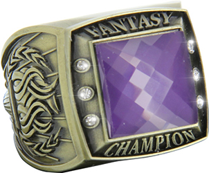 Fantasy Championship Ring with Purple Center Stone- Gold