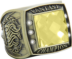 Fantasy Championship Ring with Yellow Center Stone- Gold