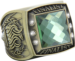 Finalist Championship Ring with Green Center Stone- Gold
